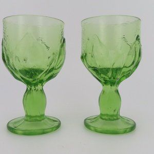 Vintage Tiffin Franciscan Cabaret glasses in apple green lotus base- Set of 2